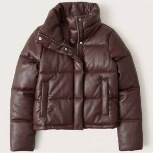 Abercombie Brown Puffer Faux Leather Jacket